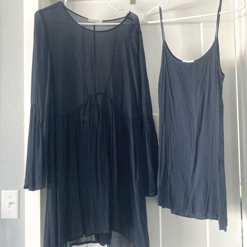 Anthropologie Lacausa Bell Sleeve Slip Dress